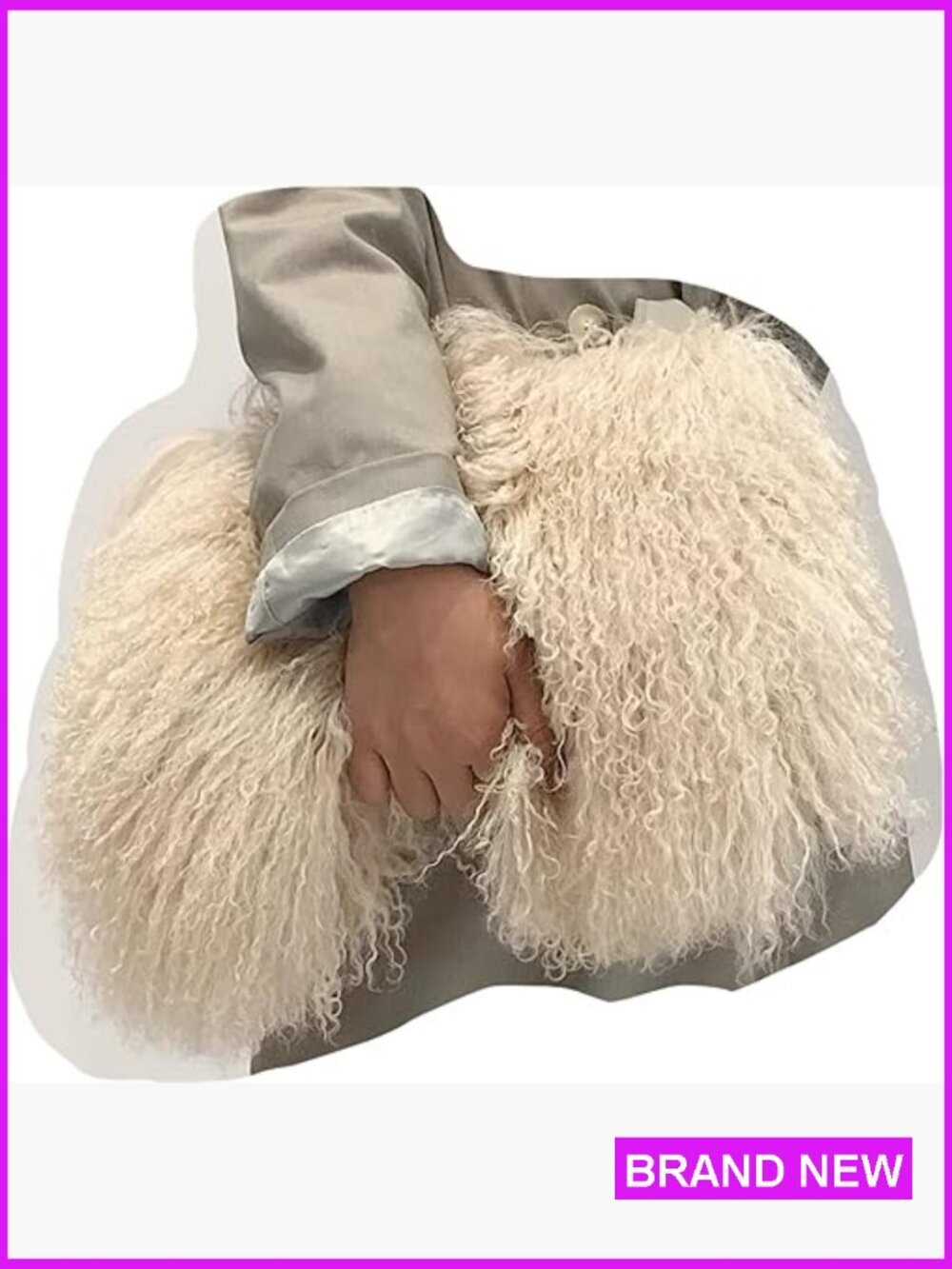 Real Mongolian Lamb Fur Shoulder Bag Luxury Fluffy Handbag for Women